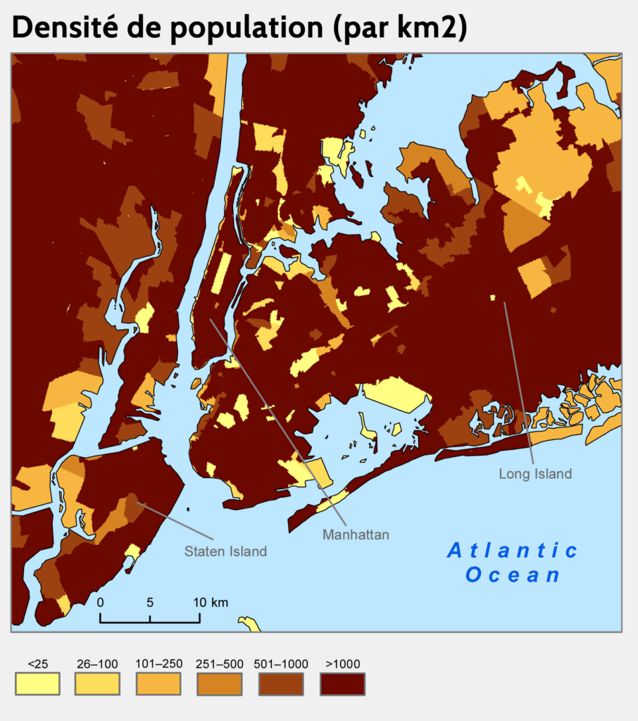 Densité de la population à Nez York City