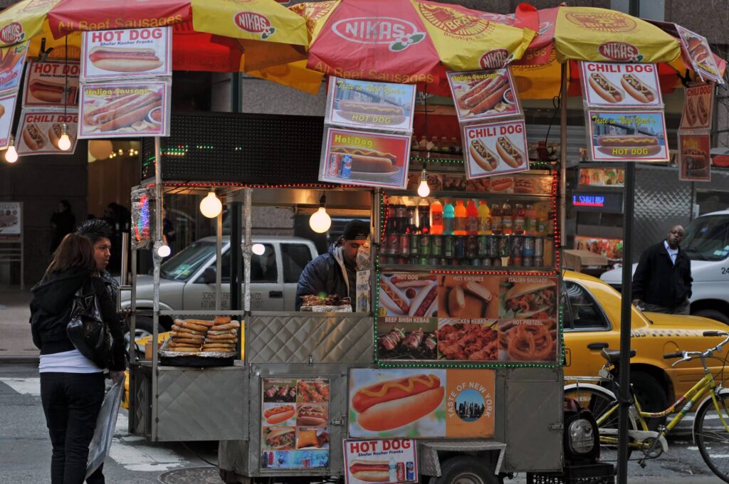 Un stand de hot dog à New York City